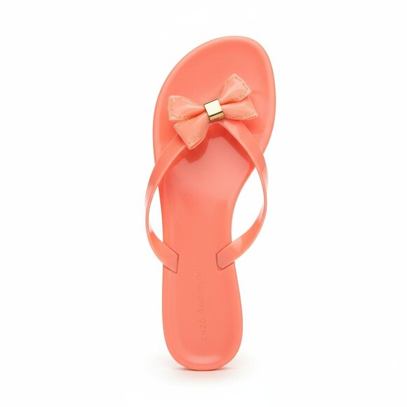 Used Enzo Angiolini Coral Jelly Bow Flip Flops 11 Women's Thong Sandals - Picture 3 of 11